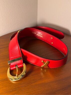 Vintage Paloma Picasso Red Leather and Gold Belt